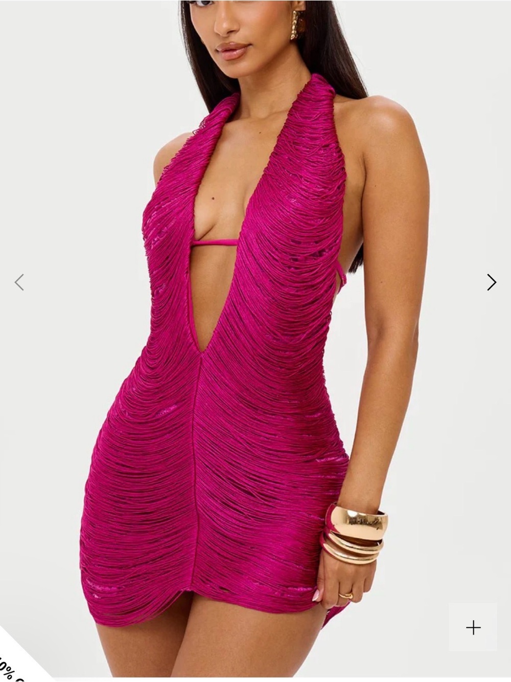 AZARI FRINGE MINI DRESS
Fringed halterneck mini dress in pink
